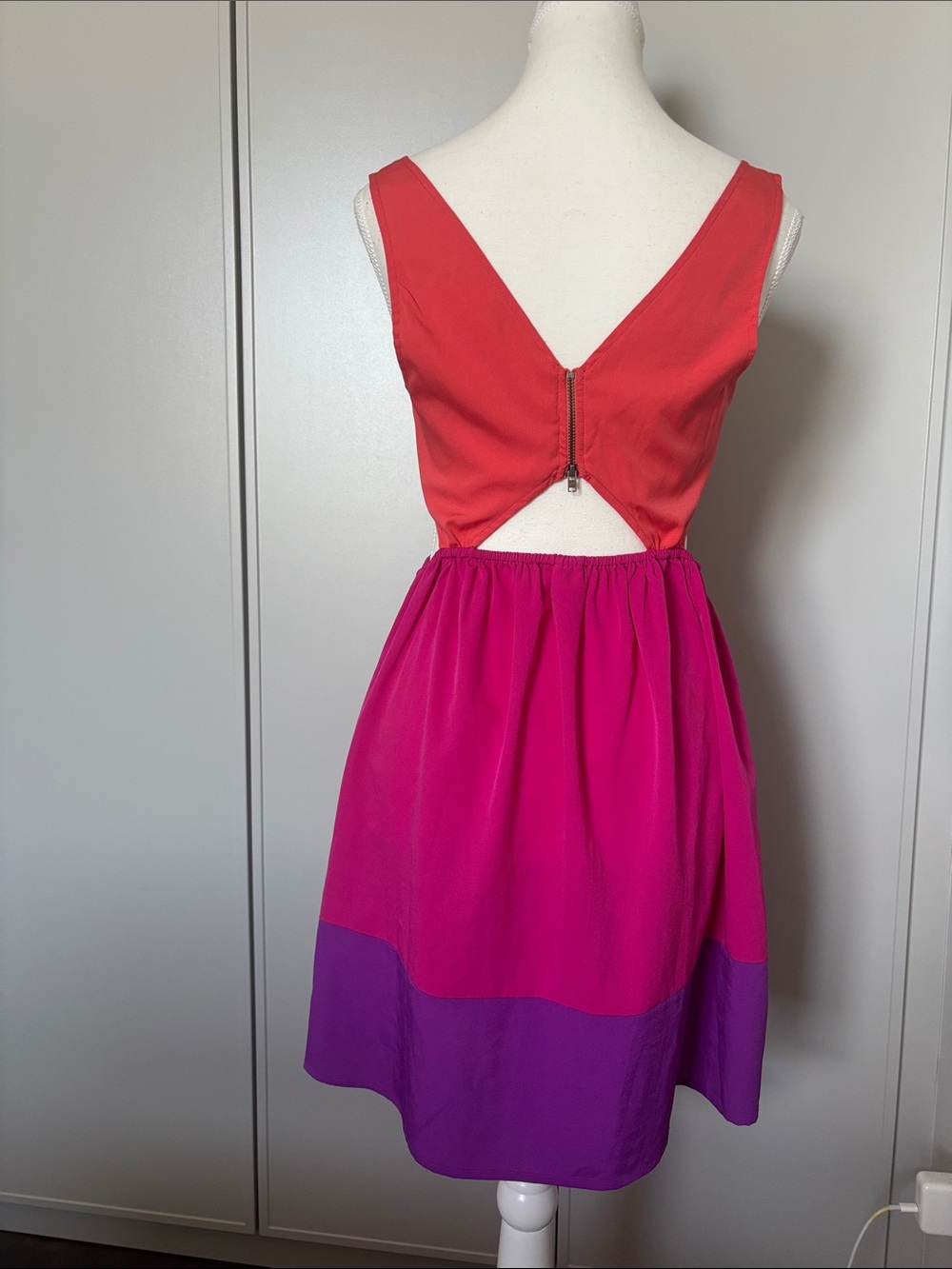 Roxy Colorblock Summer Dress in Magenta, Purple & Coral - Picture 4 of 9